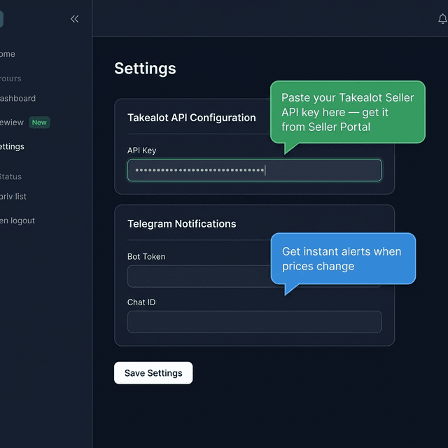 Settings page screenshot